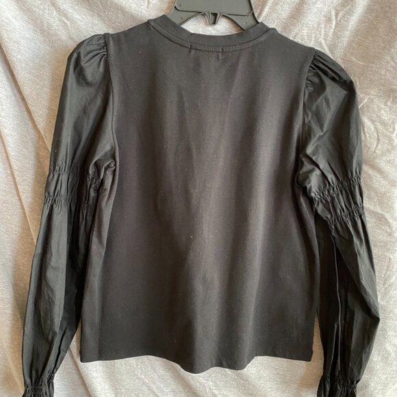 GB GIANNI BINI Women's Size Small YXL Ruffle Sleeves Top Bohemian Black - Picture 6 of 6